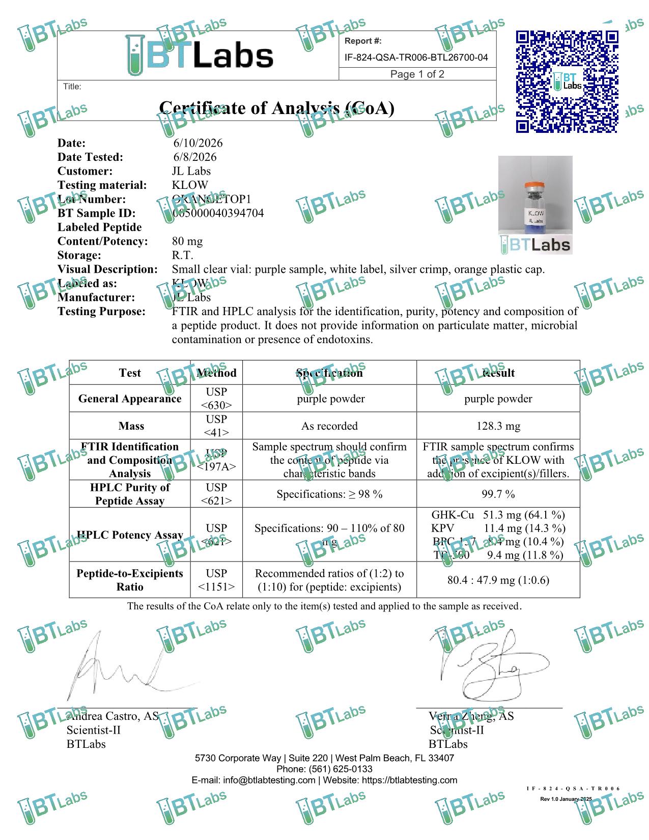 Quality Certificate 1